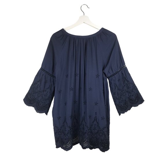 AliceBlue For Stitchfix Navy Bellsleeve Eyelet Top Size 8 - Picture 2 of 10